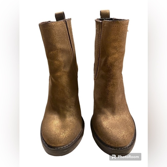 TORY BURCH TROY GOLDEN LEATHER BOOTIES size 6 - Picture 4 of 13